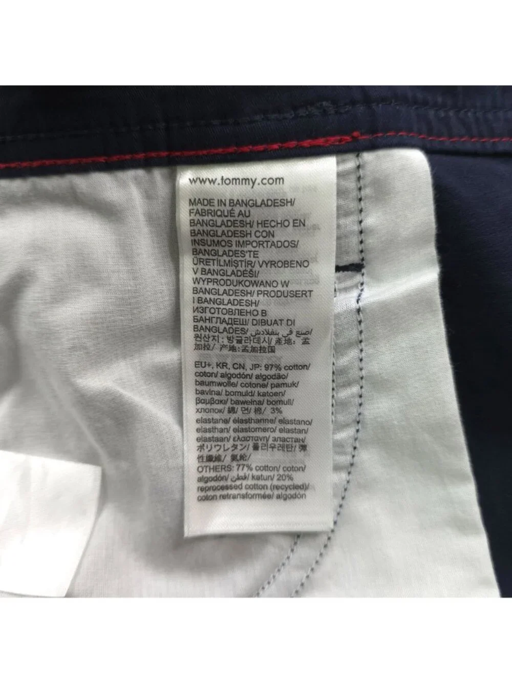 Tommy Hilfiger TH Flex Navy Mens Straight Fit Pants 38W 30L Cotton Blend